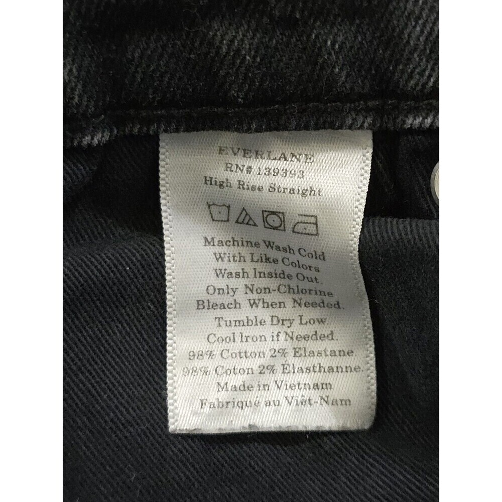 Everlane High Rise Straight Ankle Jeans Womens 27 Black Raw Hem Stretch Denim - Picture 10 of 12